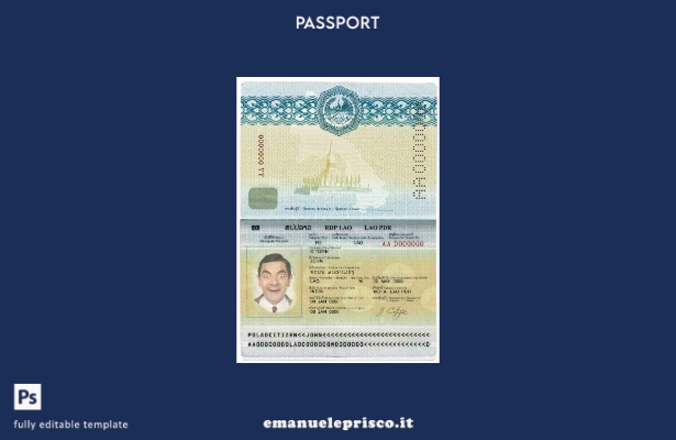 modello di passaporto laotiano in stile verificato